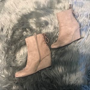 Nude Bootie with Lace-Up Detail